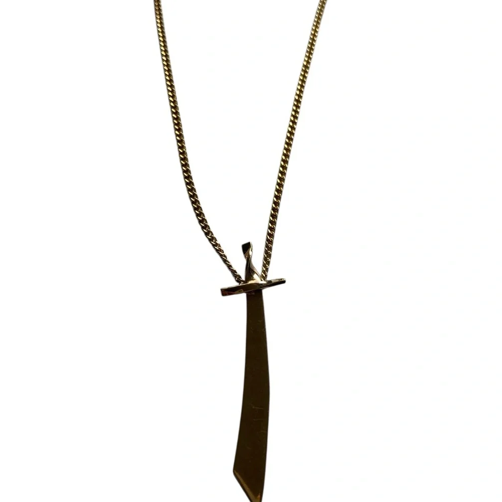 12K Gold Filled Geometric Blade Pendant Necklace